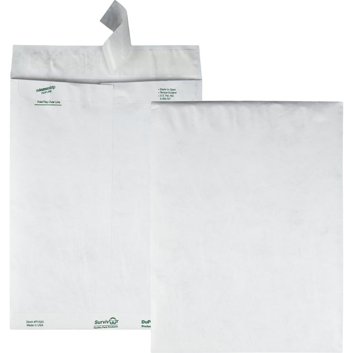 Survivor® 9-1/2 x 12 1/2 DuPont Tyvek Catalog Mailers with Self-Seal Closure - Catalog - #12 1/2 - 9 1/2" Width x 12 1/2" Length - 14 lb - Peel & Seal - White - Tyvek - 100 / Box
