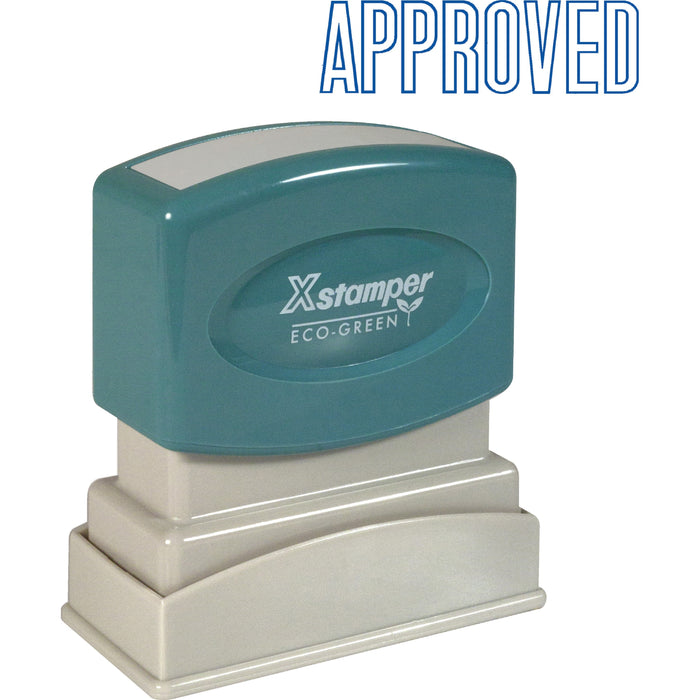 Xstamper APPROVED Title Stamp - Message Stamp - APPROVED - 0.50" Impression Width x 1.63" Impression Length - 100000 Impression(s) - Blue - Recycled - 1 Each
