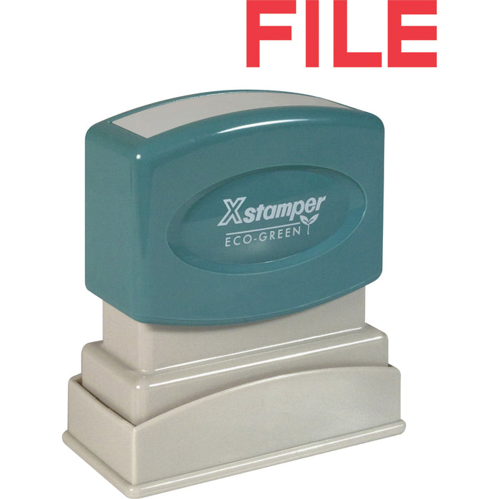 Xstamper FILE Title Stamp - Message Stamp - FILE - 0.50" Impression Width x 1.63" Impression Length - 100000 Impression(s) - Red - Recycled - 1 Each