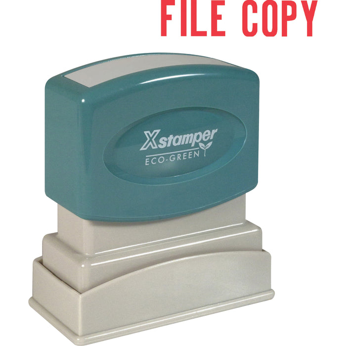 Xstamper FILE COPY Title Stamp - Message Stamp - FILE COPY - 0.50" Impression Width x 1.63" Impression Length - 100000 Impression(s) - Red - Recycled - 1 Each