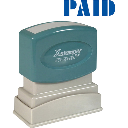 Xstamper Blue PAID Title Stamp - Message Stamp - PAID - 0.50" Impression Width x 1.62" Impression Length - 100000 Impression(s) - Blue - Recycled - 1 Each