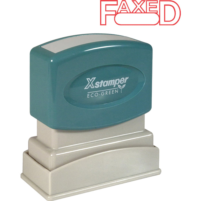Xstamper FAXED Title Stamps - Message Stamp - FAXED - 0.50" Impression Width x 1.62" Impression Length - 100000 Impression(s) - Red - Recycled - 1 Each