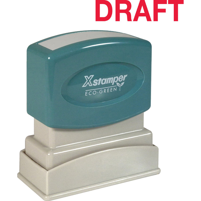 Xstamper DRAFT Stamp - Message Stamp - DRAFT - 0.50" Impression Width x 1.63" Impression Length - 100000 Impression(s) - Red - Recycled - 1 Each