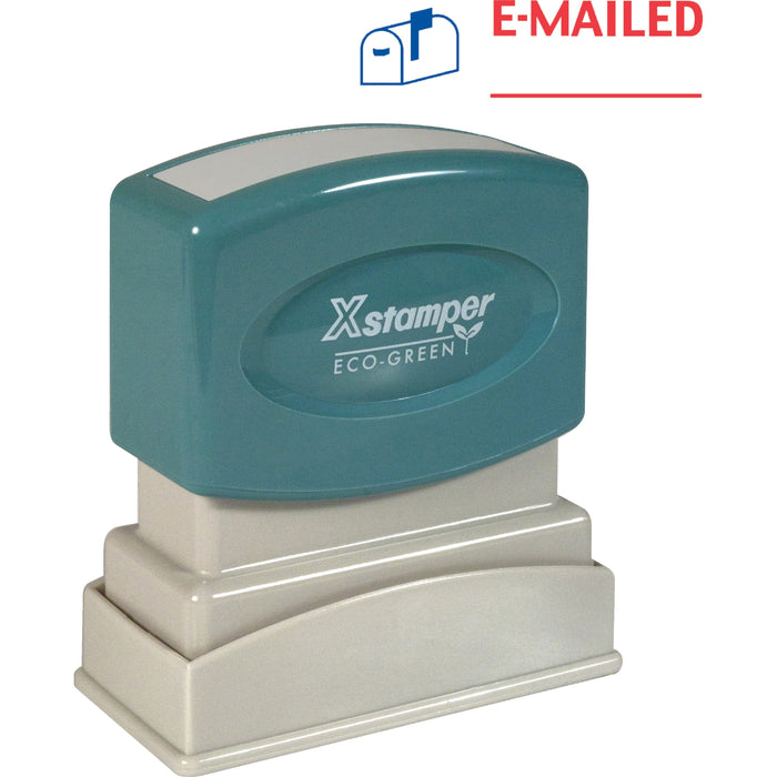 Xstamper E-MAILED Title Stamp - Message Stamp - E-MAILED - 0.50" Impression Width - 100000 Impression(s) - Blue, Red - Polymer Polymer - Recycled - 1 Each