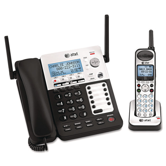 SB67138 DECT 6.0 Phone/Answering System, 4 Line, 1 Corded/1 Cordless Handset, Silver/Black