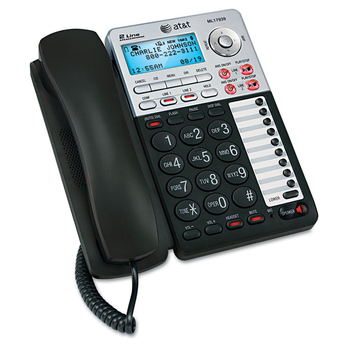 ML17939 Two-Line Speakerphone with Caller ID and Digital Answering System, Black