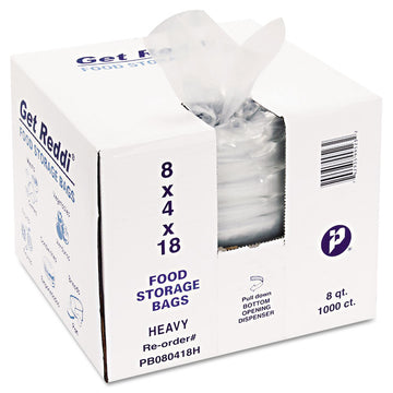Food Bags, 2-Gallon, 8" x 4" x 18", Clear, 1,000/Carton
