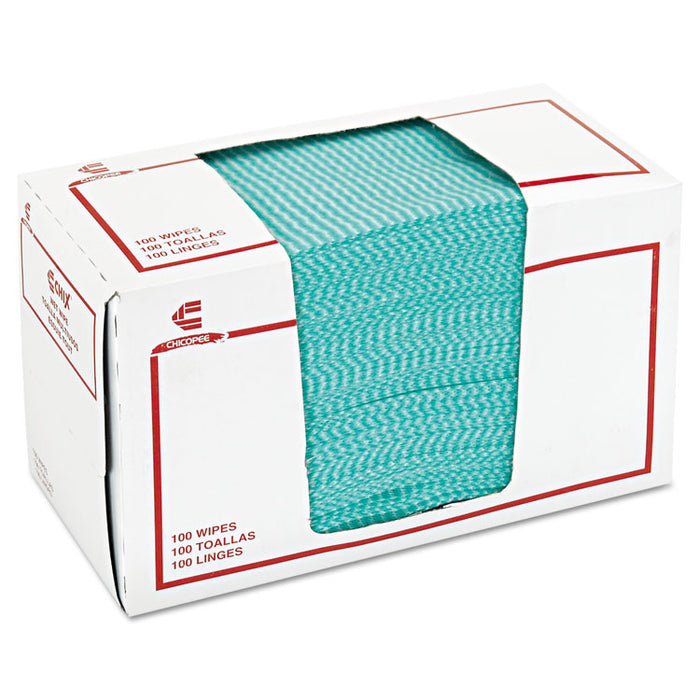 Wet Wipes, 14 x 21, White/Green, 100 Towels/Pack, 9/Carton
