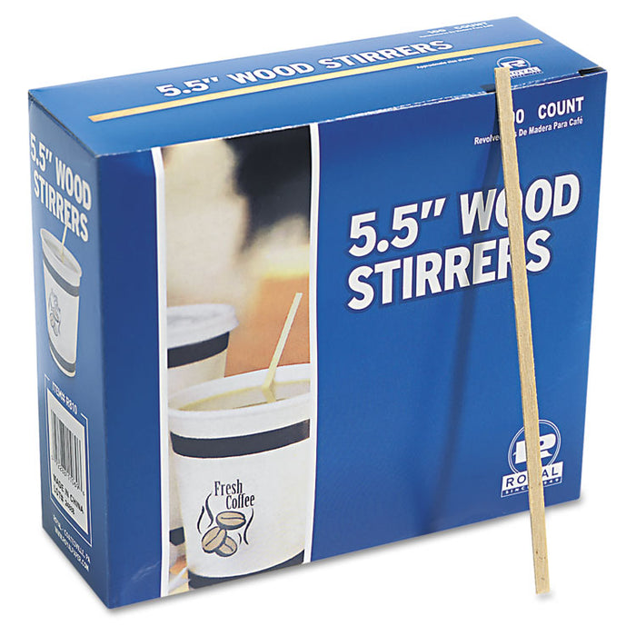 Wood Stir Sticks, 5.5", 10,000/Carton