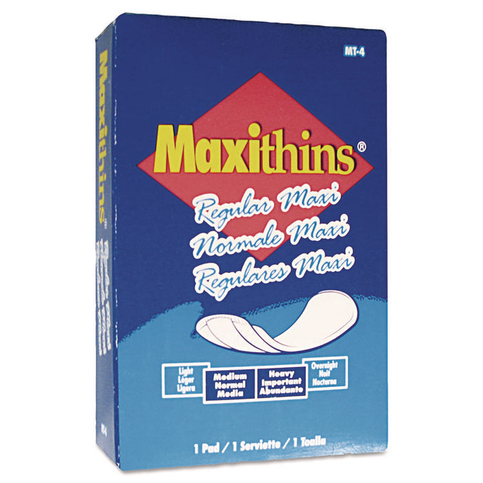 Maxithins Vended Sanitary Napkins #4, Maxi Absorbency, 100 Individually Boxed Napkins/Carton