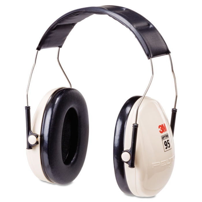 PELTOR OPTIME 95 Low-Profile Folding Earmuffs, 21 dB NRR, White/Black