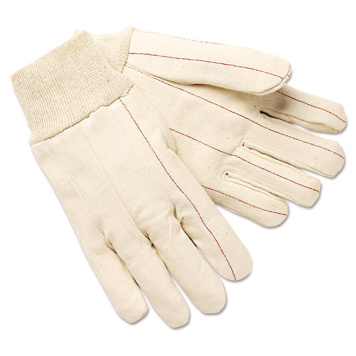 Nap-In Double Palm Cotton Work Gloves, ANSI Level 4 Heat Protection, Clute Cut, Straight Thumb, Large, White, 12 Pairs