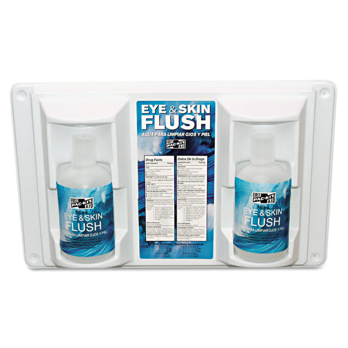 Twin Bottle Eye Flush Station, 16 oz Bottles, 2 Bottles/Station