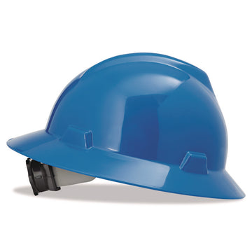 V-Gard Hard Hats, Vented, Full Brim, Fas-Trac III Ratchet Suspension, One Size Fits Most (6.5 to 8), Blue