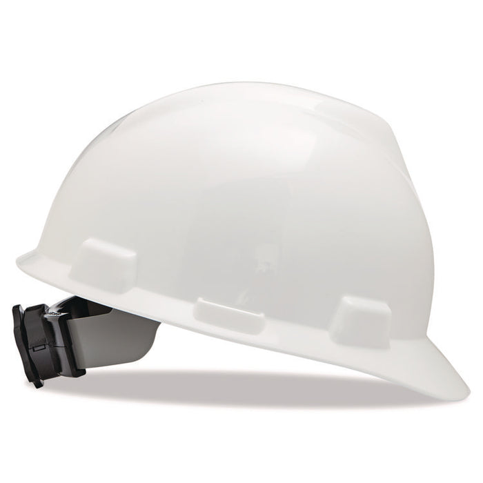 V-Gard Hard Hat, Vented, Front Brim, Fas-Trac III Ratchet Suspension, One Size Fits Most (6.5 to 8), White