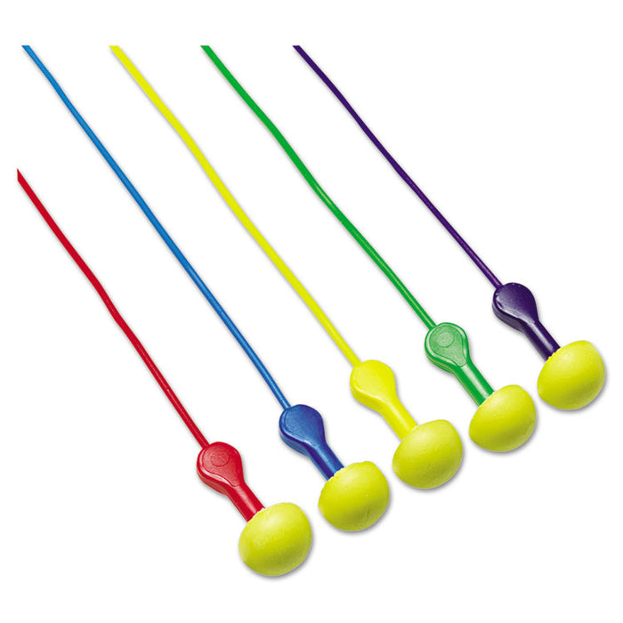 E-A-RExpress Pod Plugs Single-Use Earplugs, Corded, 25 dB NRR, One Size Fits Most, Yellow Spherical Pod Plugs, 100/Box