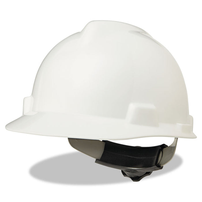 V-Gard Hard Hat, Vented, Front Brim, Fas-Trac III Ratchet Suspension, One Size Fits Most (6.5 to 8), White