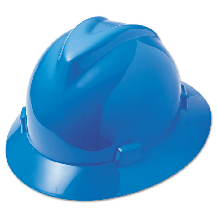 V-Gard Hard Hats, Vented, Full Brim, Fas-Trac III Ratchet Suspension, One Size Fits Most (6.5 to 8), Blue