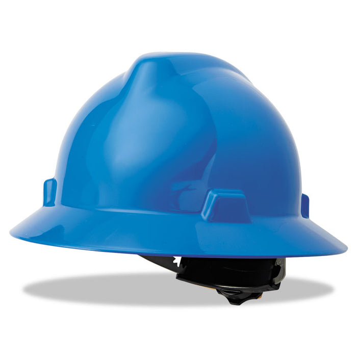 V-Gard Hard Hats, Vented, Full Brim, Fas-Trac III Ratchet Suspension, One Size Fits Most (6.5 to 8), Blue