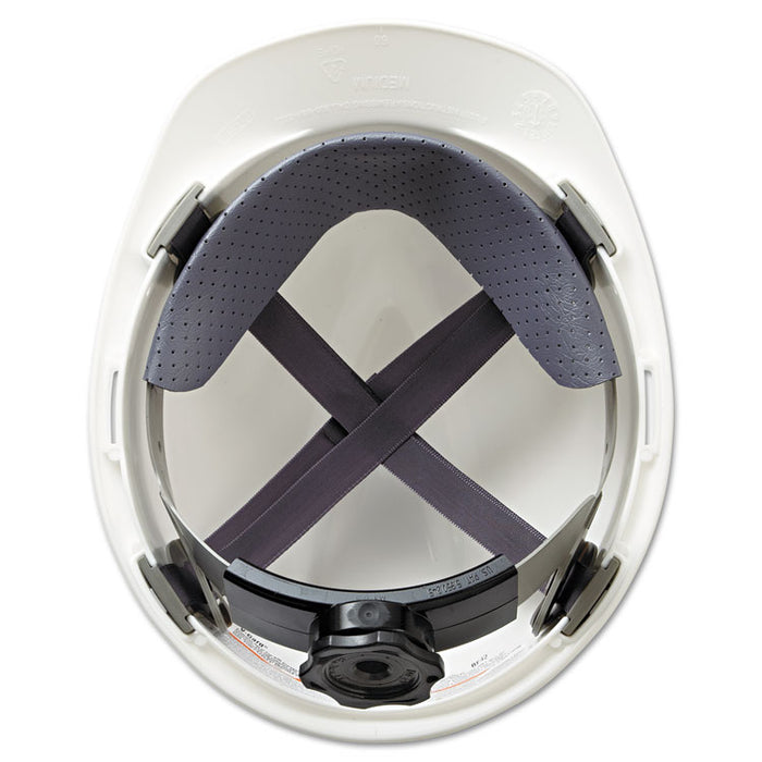 V-Gard Hard Hat, Vented, Front Brim, Fas-Trac III Ratchet Suspension, One Size Fits Most (6.5 to 8), White