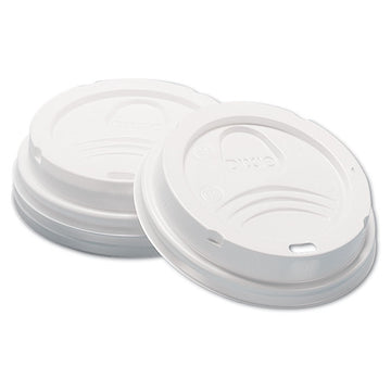 Dome Hot Drink Lids, WiseSize, Fits 8 oz Hot Cups, Plastic, White, 100/Sleeve, 10 Sleeves/Carton