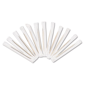 Cello-Wrapped Round Wood Toothpicks, 2.5", Natural, 1,000/Box, 15 Boxes/Carton