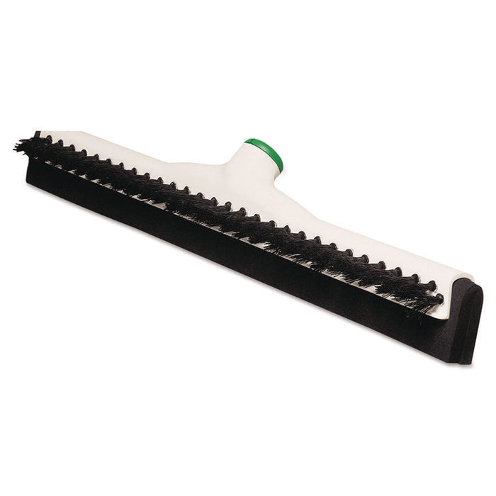 Sanitary Brush with Squeegee, Black Polypropylene Bristles, 18" Brush, Moss Plastic Handle