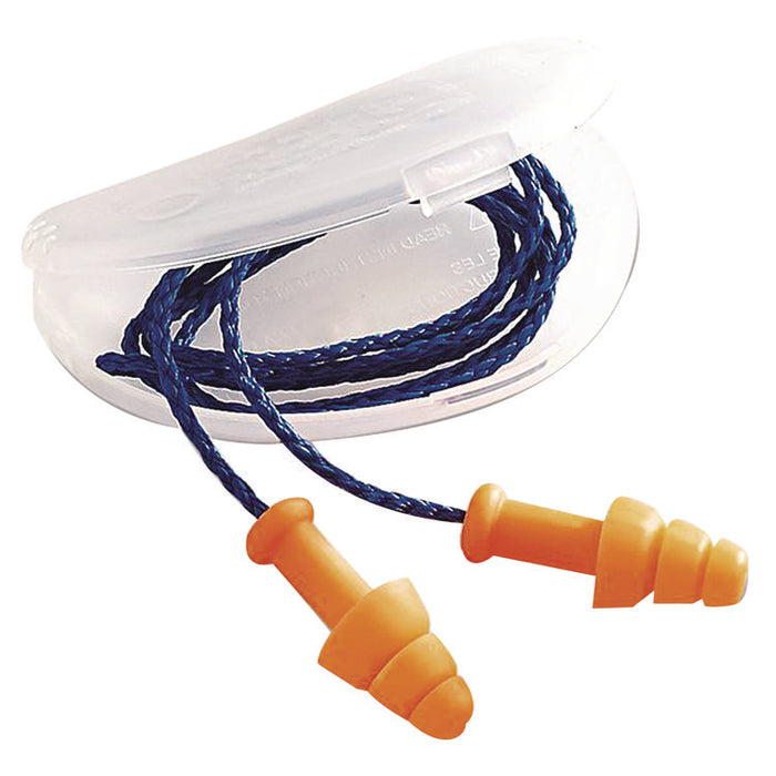 SmartFit Multiple-Use Earplugs, Corded, 25 dB NRR, One Size Fits Most, Orange 3-Flange Plugs, 100/Box