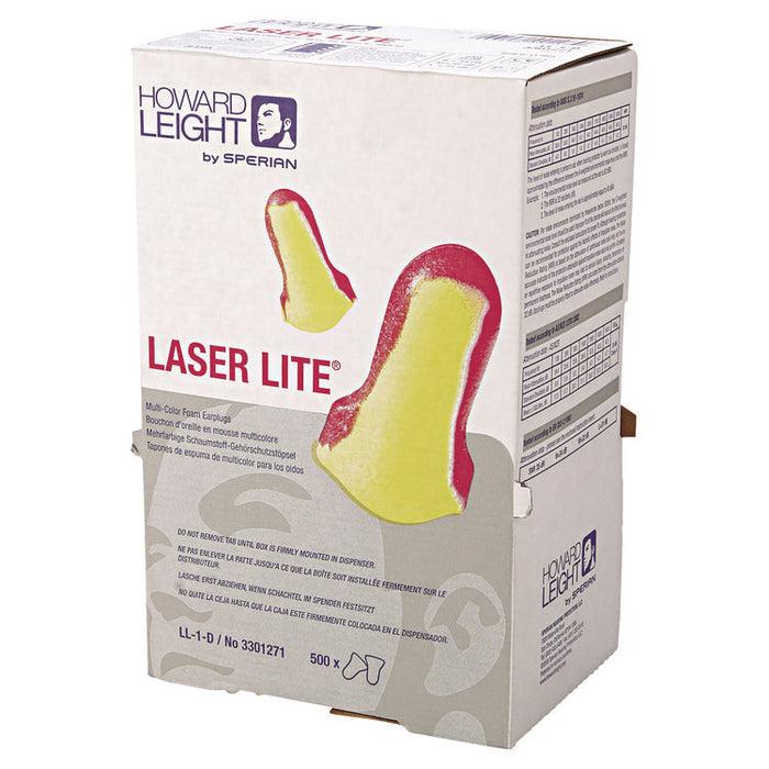 Laser Lite Single-Use Earplug Leight Source Refill, 32 dB NRR, One Size Fits Most, Yellow/Magenta Bell/T-Shaped Plugs, 500/BX