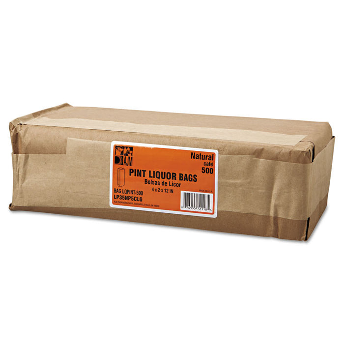 Grocery Paper Bags for Liquor Takeout, Pint Size, 35# Basis Weight, 3.75" x 2.25" x 11.25", Kraft, 500/Bundle