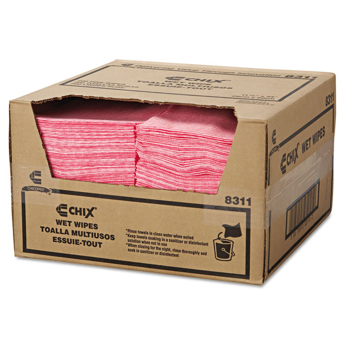 Wet Wipes, Stripe Design, 11.5 x 24, White/Pink, 200/Carton