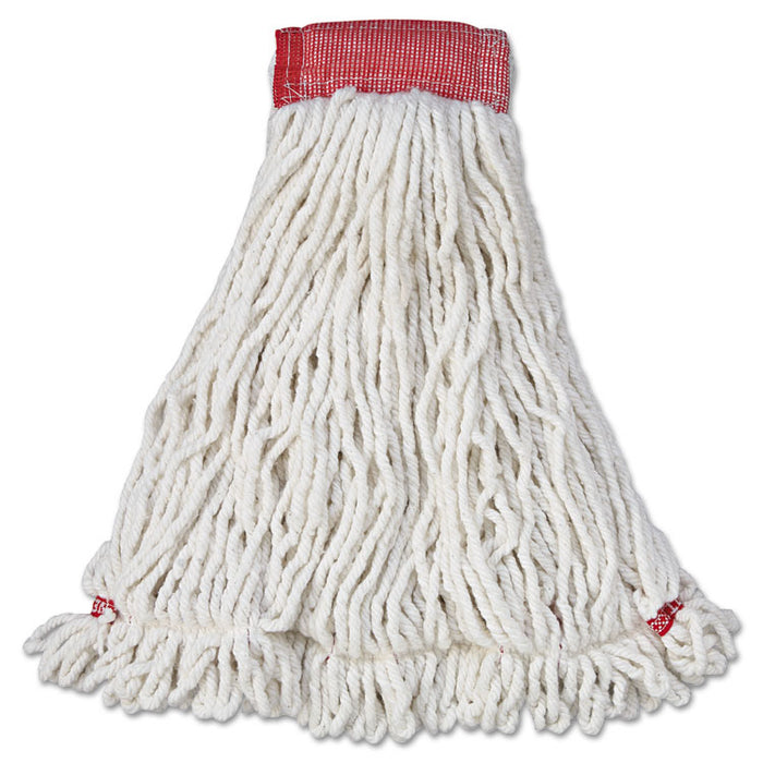 Web Foot Wet Mop Head, Shrinkless, Cotton/Synthetic, Large, White,  6/Carton