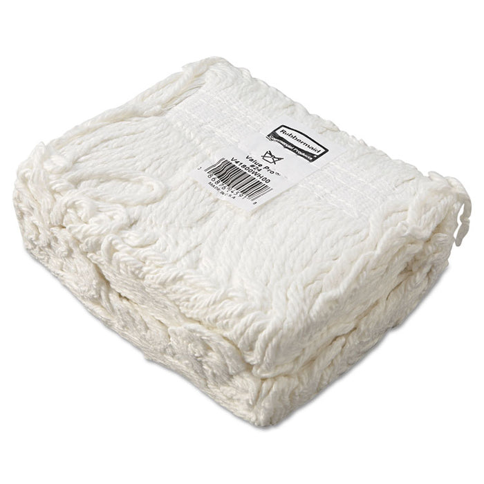 Non-Launderable Economy Cut-End Rayon Mop Head, 24 oz, 1" Band, White, 12/Carton