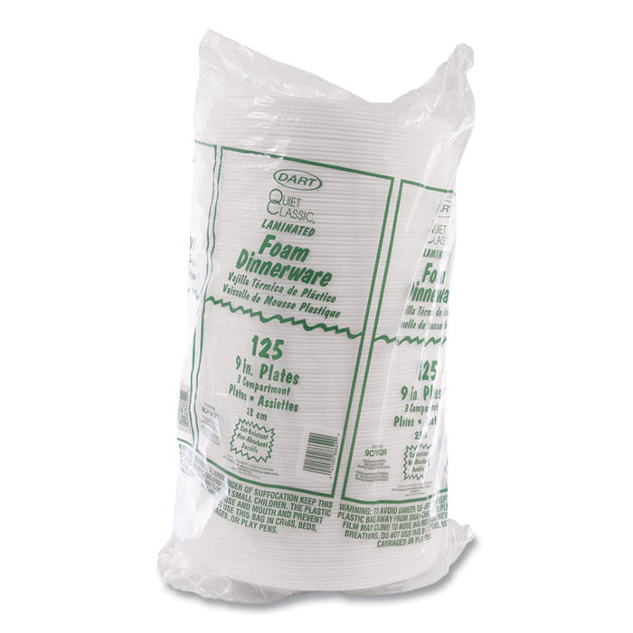 Concorde Foam Plate, 3-Compartment Plate, 9" dia, White, 125/Pack, 4 Packs/Carton