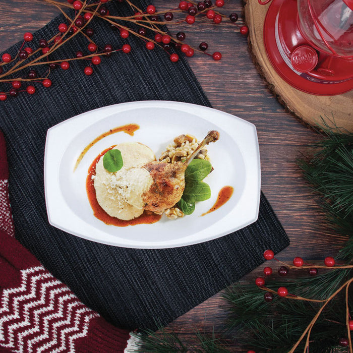 Quiet Classic Laminated Foam Dinnerware, Platter, 6.7 x 9.8, White, 500/Carton