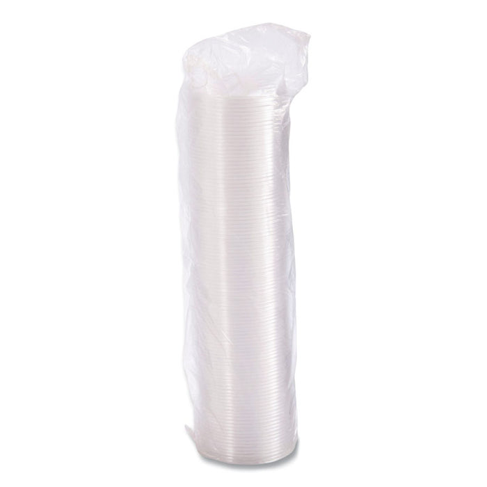 Non-Vented Cup Lids, Fits 10 oz to 14 oz Hot Cups/6 oz to 8 oz Food Containers/6 oz Bowls; Plastic, Clear, 1,000/Carton