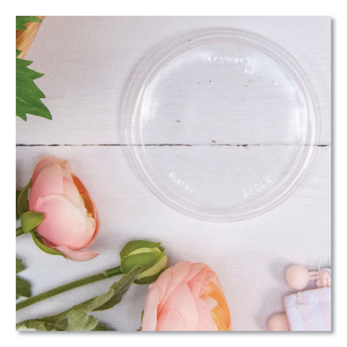 Non-Vented Cup Lids, Fits 10 oz to 14 oz Hot Cups/6 oz to 8 oz Food Containers/6 oz Bowls; Plastic, Clear, 1,000/Carton