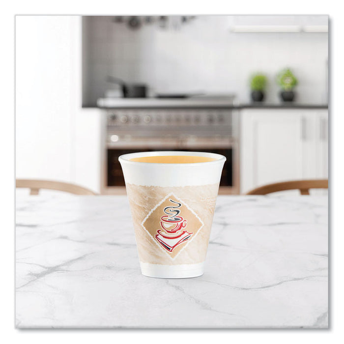 Cafe G Foam Hot/Cold Cups, 12 oz, Brown/Red/White, 1,000/Carton