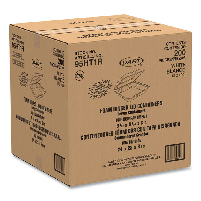 Foam Hinged Lid Containers, 9.25 x 9.5 x 3, 200/Carton