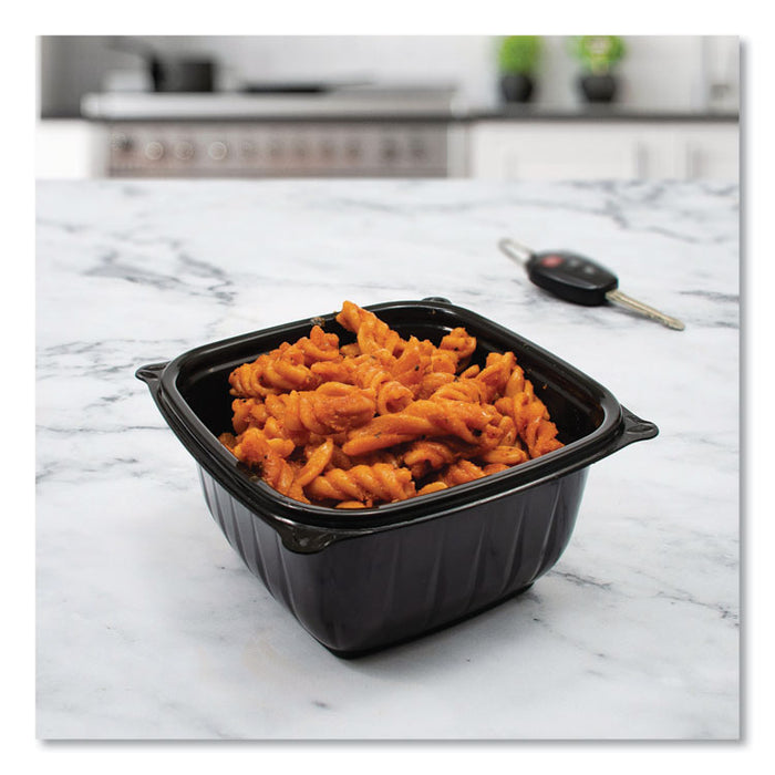 PresentaBowls Pro Black Square Bowls, 16 oz, 5 x 5 x 2.5, Plastic, 63/Bag, 8 Bags/Carton