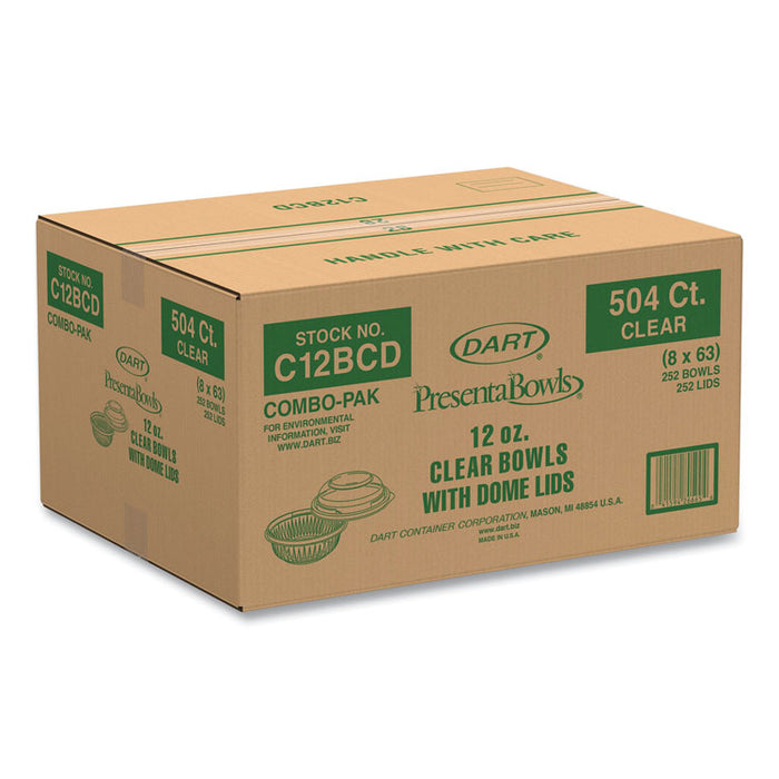PresentaBowls Clear Bowls, 12 oz, Plastic, 504/Carton