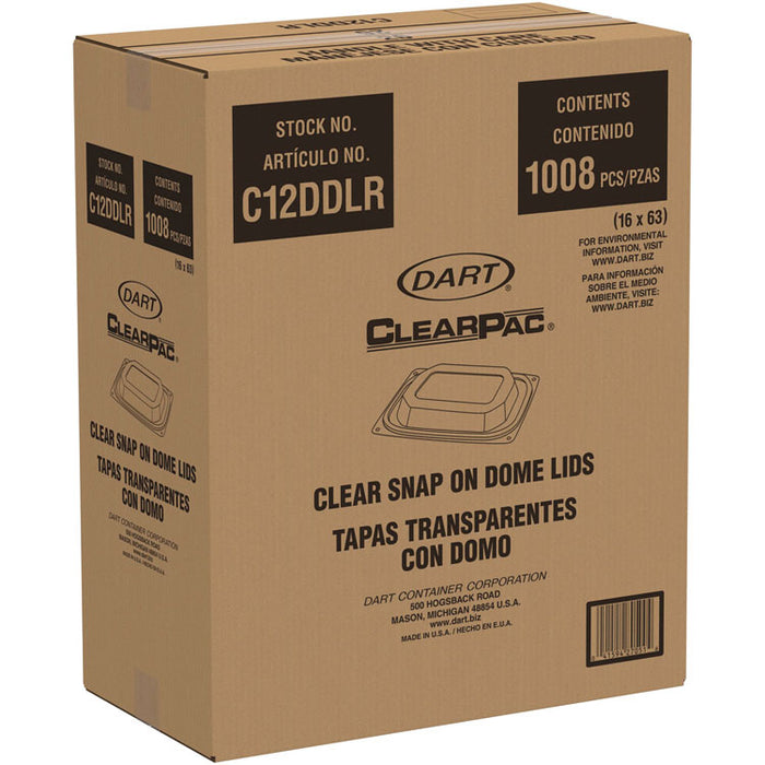 ClearPac Clear Container Lids, Dome, 4.9 x 5.9, Clear, Plastic, 63/Pack, 16 Packs/Carton