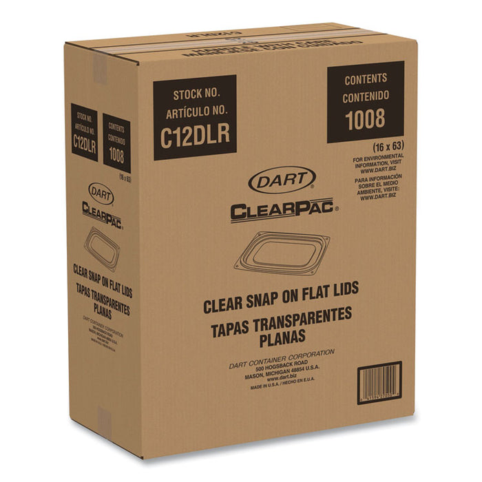 ClearPac Clear Container Lids, Flat, 4.9 x 5.9, Clear, Plastic, 63/Pack, 16 Packs/Carton