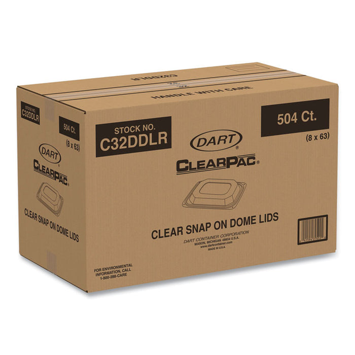 ClearPac Clear Container Lids, Dome, 6.5 x 7.5, Clear, Plastic, 63/Pack, 8 Packs/Carton