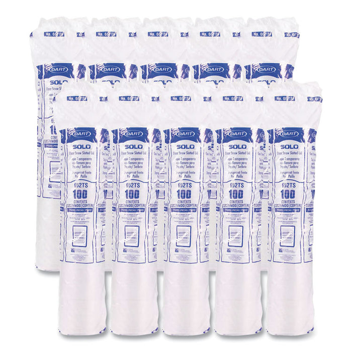 Straw-Slot Cold Cup Lids, Fits 9 oz to 20 oz Cold Cups, Plastic, Clear, 100/Pack