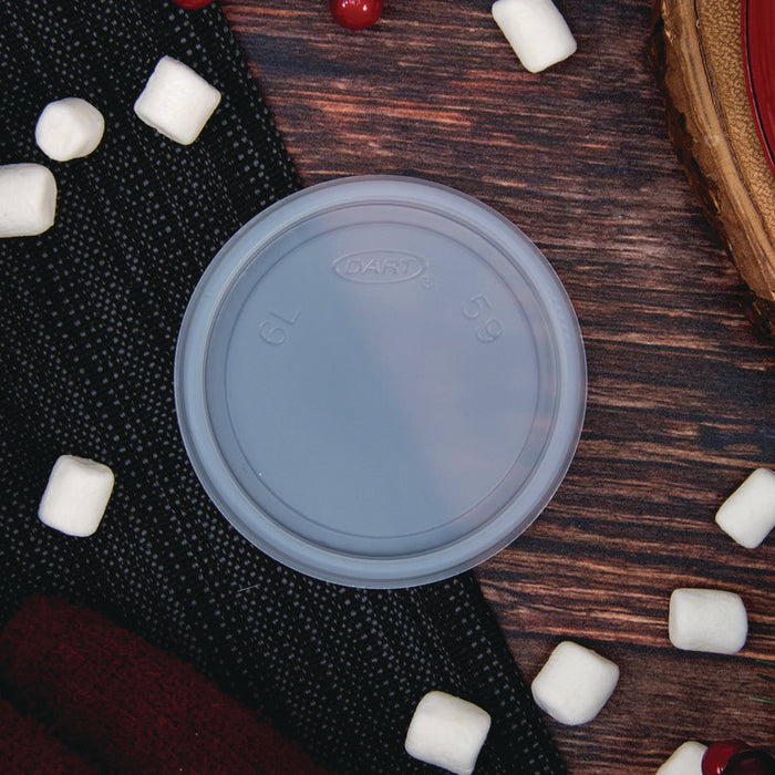 Non-Vented Cup Lids, Fits 6 oz Hot Cups/2 oz to 4 oz Food Containers, Plastic, Translucent, 1,000/Carton
