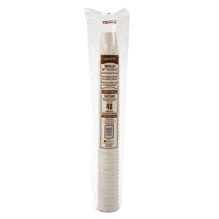 Thermoguard Insulated Paper Hot Cups, 8 oz, White Sustainable Forest Design, 40/Pack