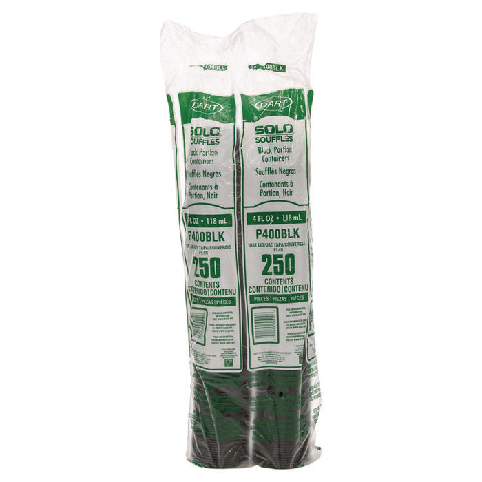 Polystyrene Portion Cups, 4 oz, Plastic, Black, 250/Bag, 10 Bags/Carton