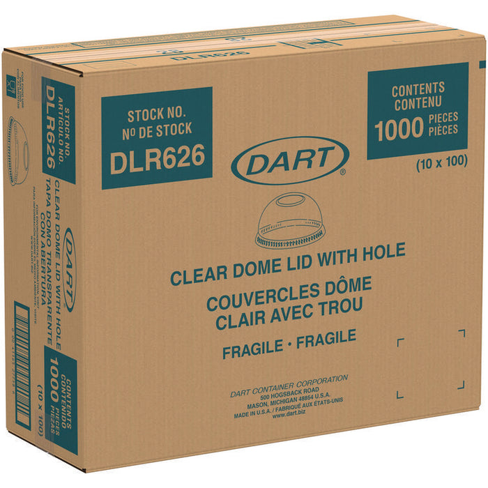 Ultra Clear Dome Cold Cup Lids, Fits 16 oz to 24 oz Cold Cups, Plastic, Clear, 1,000/Carton