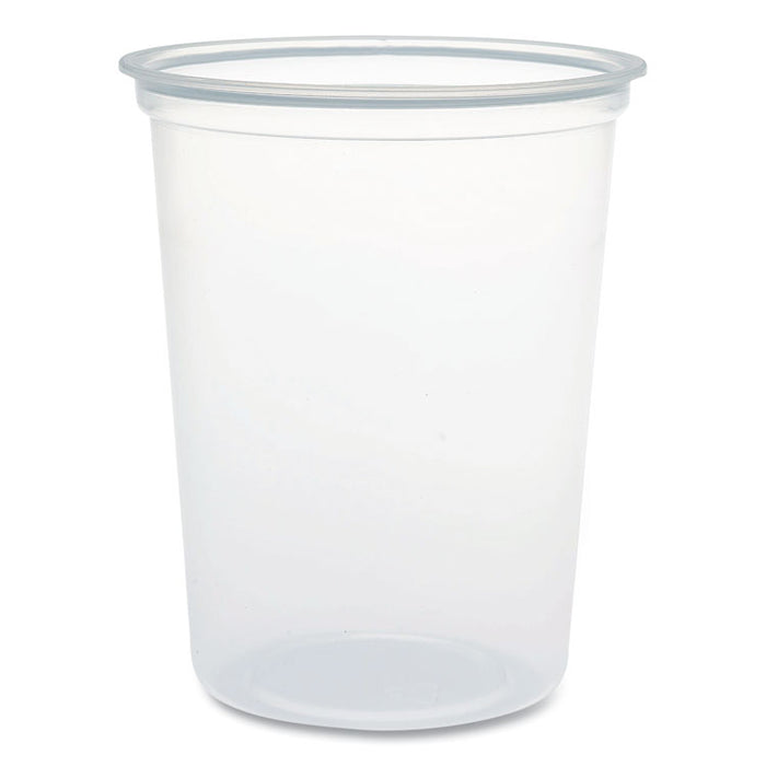 Microgourmet Plastic Deli Container, 32 oz, 4.7" Diameter x 5.7" h, Clear, 500/Carton